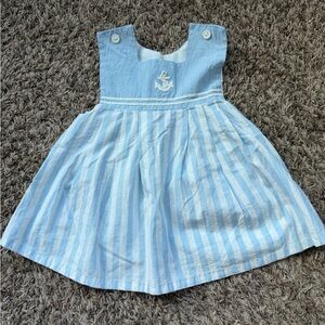 Little Bitty vintage blue white striped sailor 100% cotton dress Toddler 4T